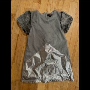 4T Imoga Gray and Silver velour Kids fur Dress